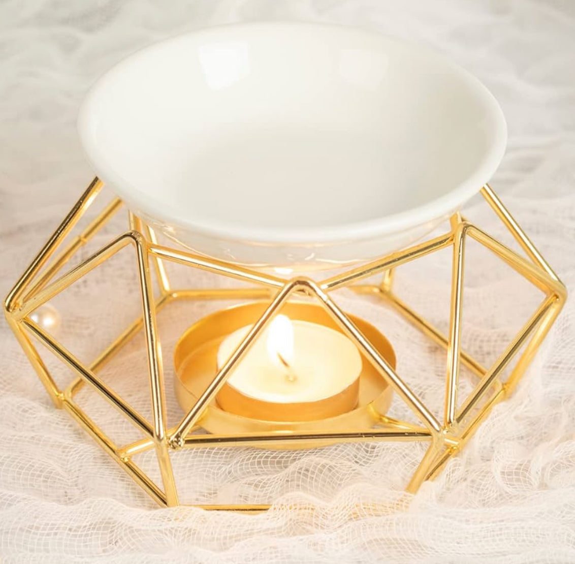 Gold & White Tea light Warmer